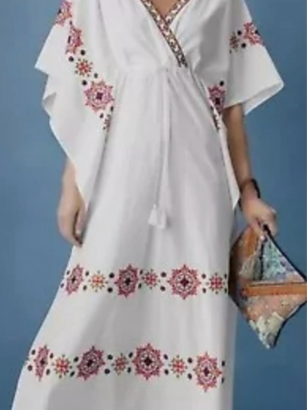 Soft Surroundings White Embroidered boho midi Dress